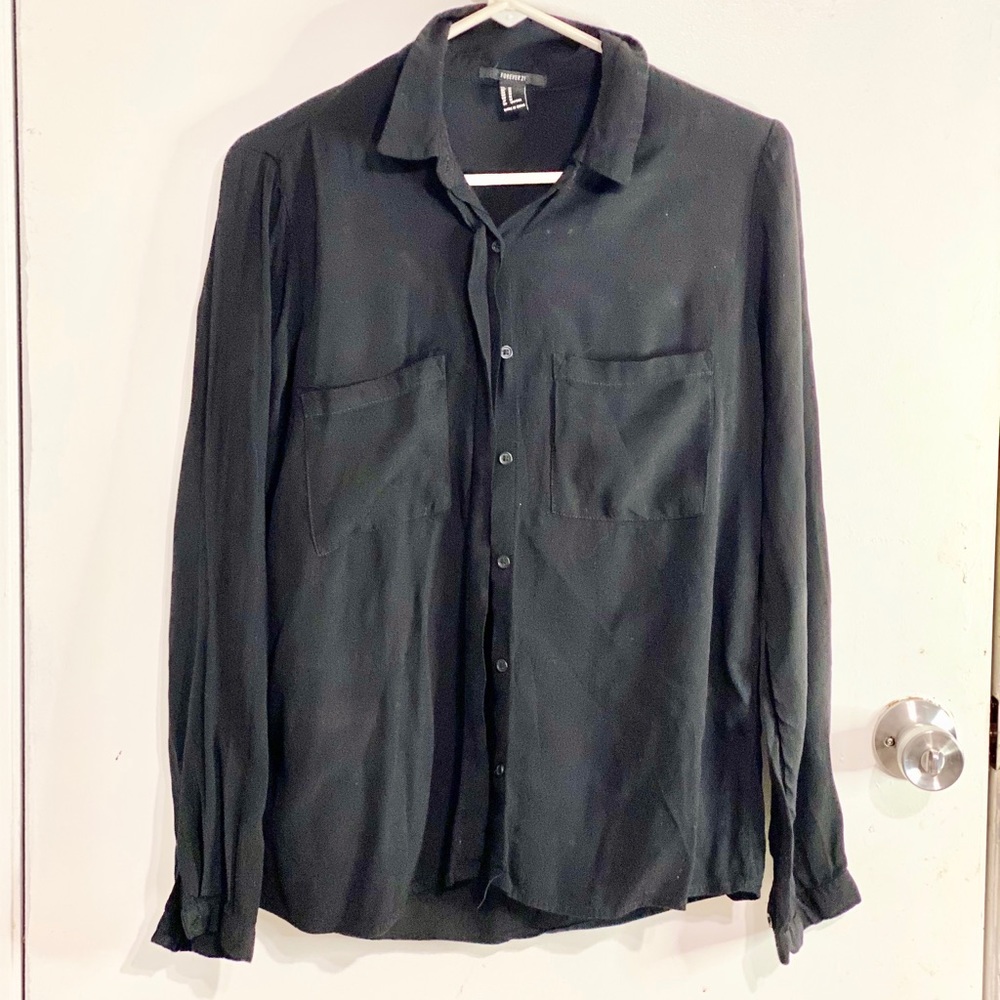 Forever 21 Dressy Black Button Up